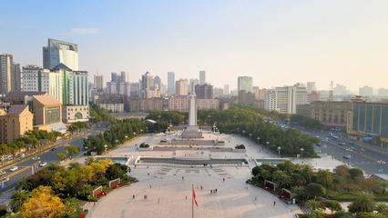 4K航拍南昌八一廣場城市地標(biāo)